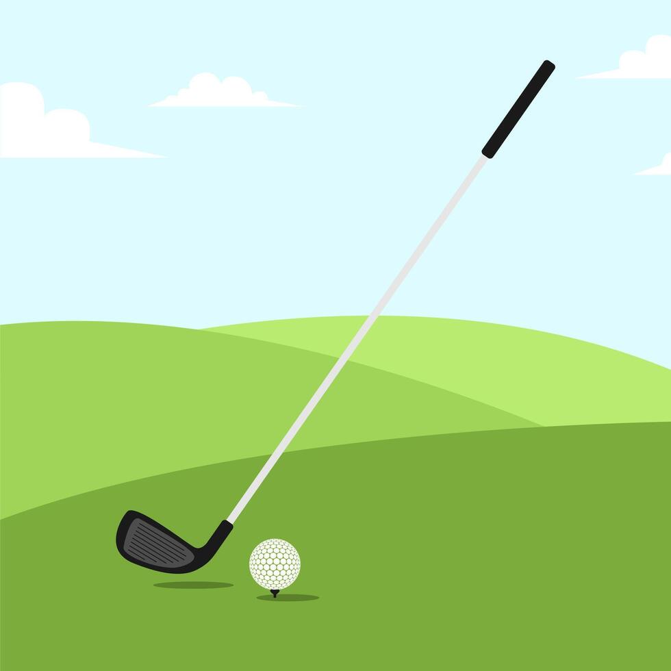 golf club and ball on tee illustration vector