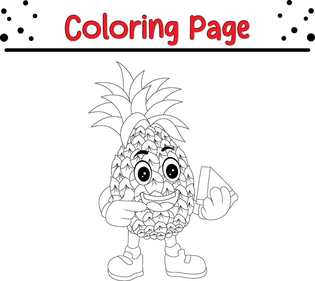Fruta dibujos animados personaje colorante página. colorante libro para niños. vector