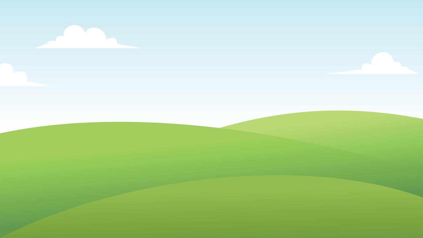 landscape with green grass and sky illustration vector