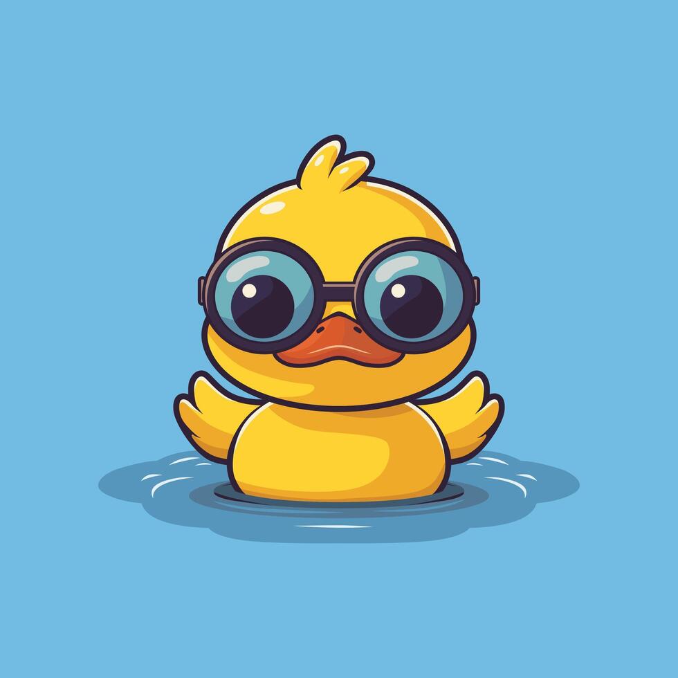 Pato nadando linda ilustraciones vector