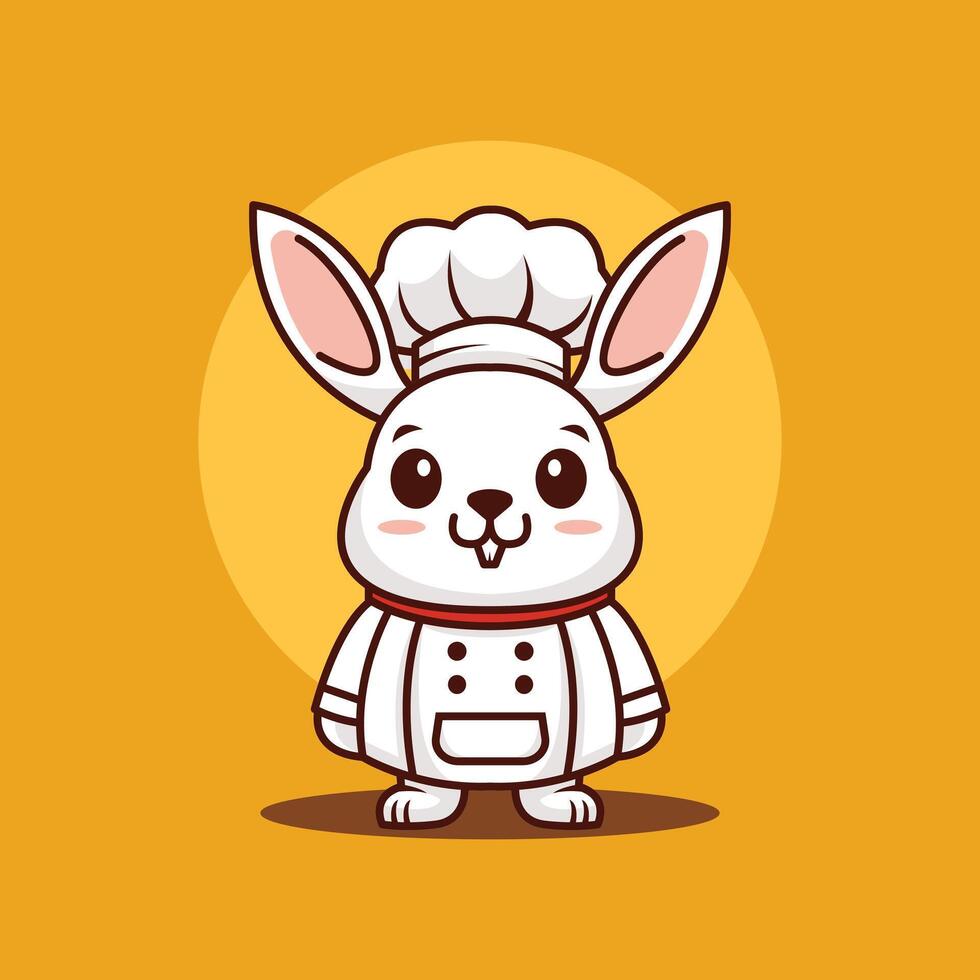 Conejo cocinero linda dibujos animados ilustraciones vector