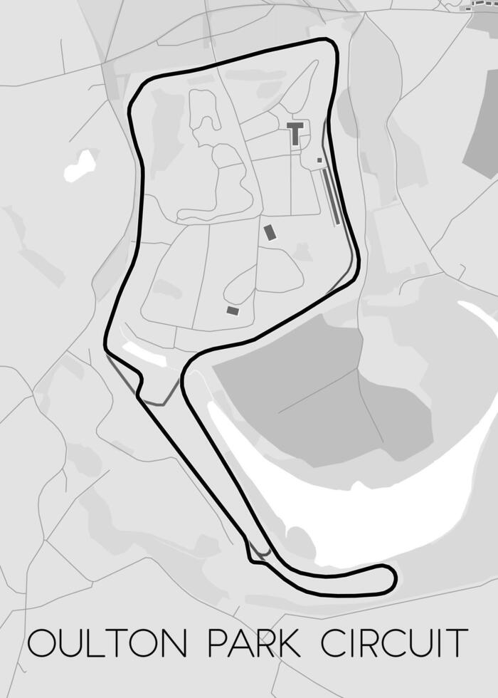 Oulton Park Circuit map poster art vector