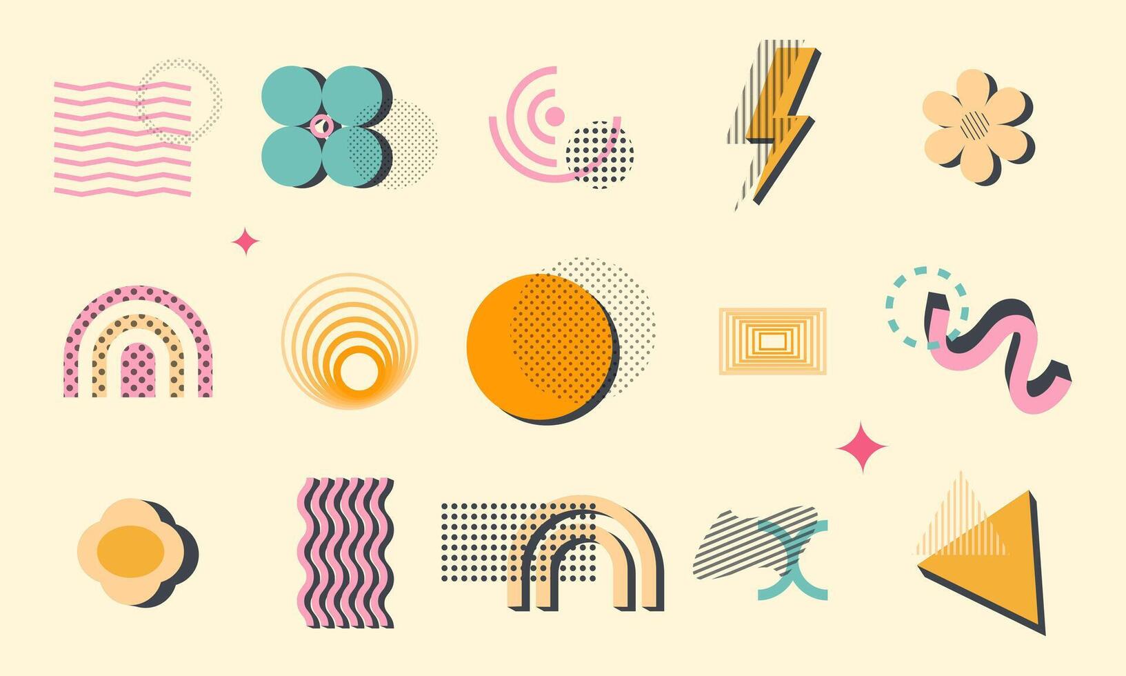 y2k elements. Set of abstract 2000s elements vector