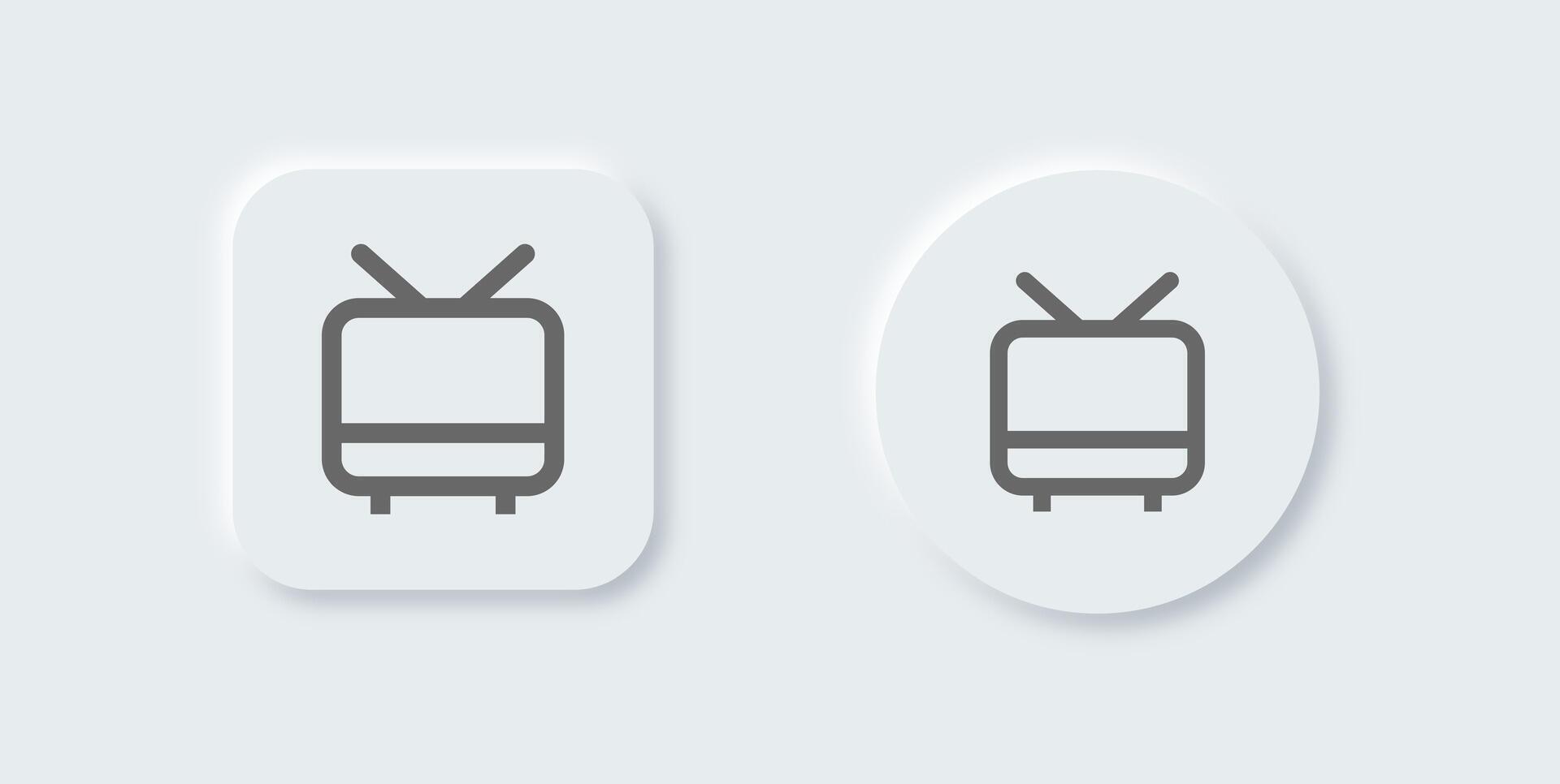 Television line icon in neomorphic design style. Retro tv signs illustration. vector