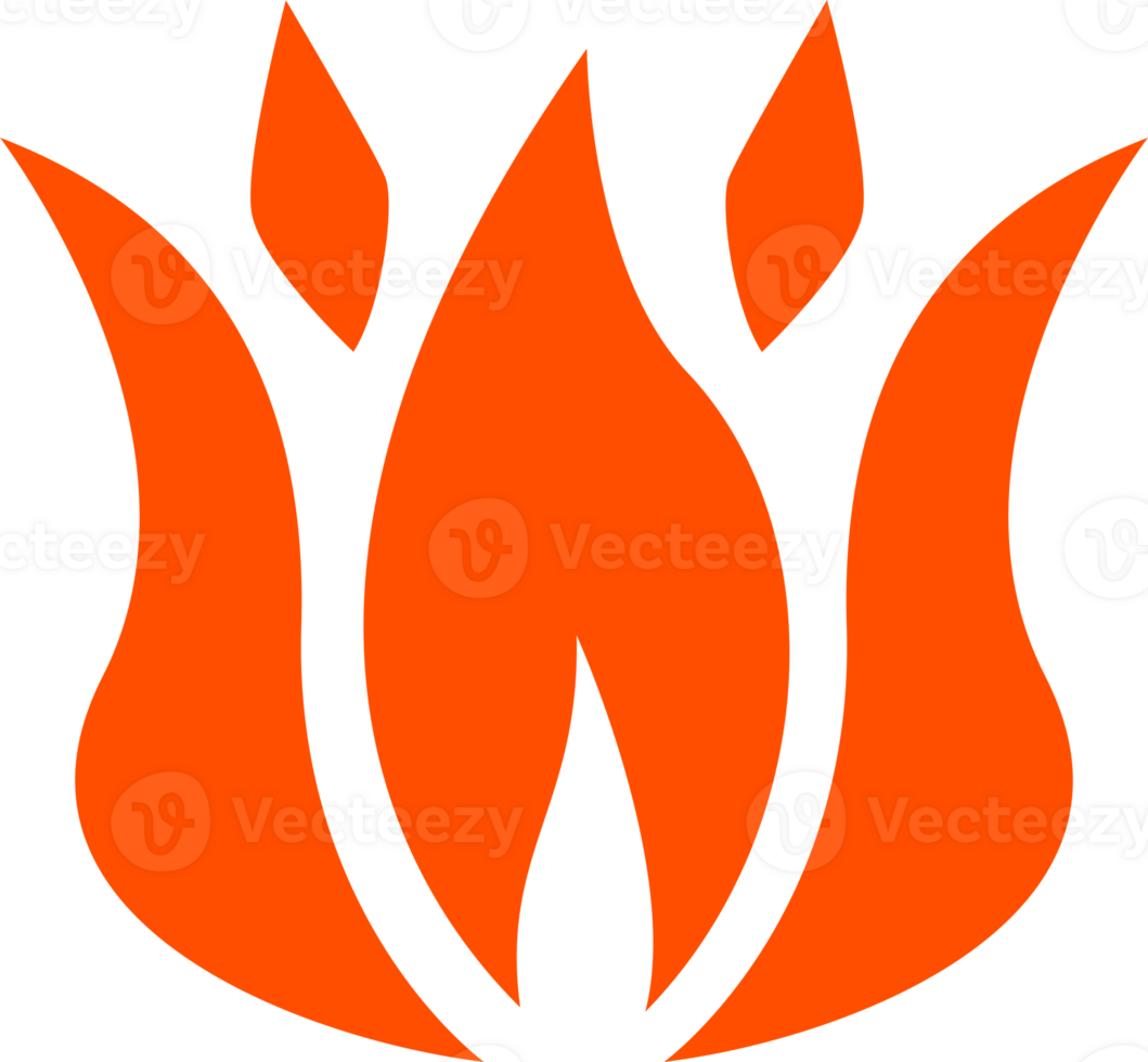 Hot burning fire icon illustration. png