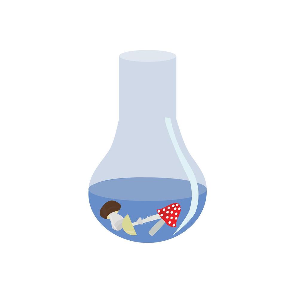 Glass flask with a witch's potion. illustration isolated on white background. vector