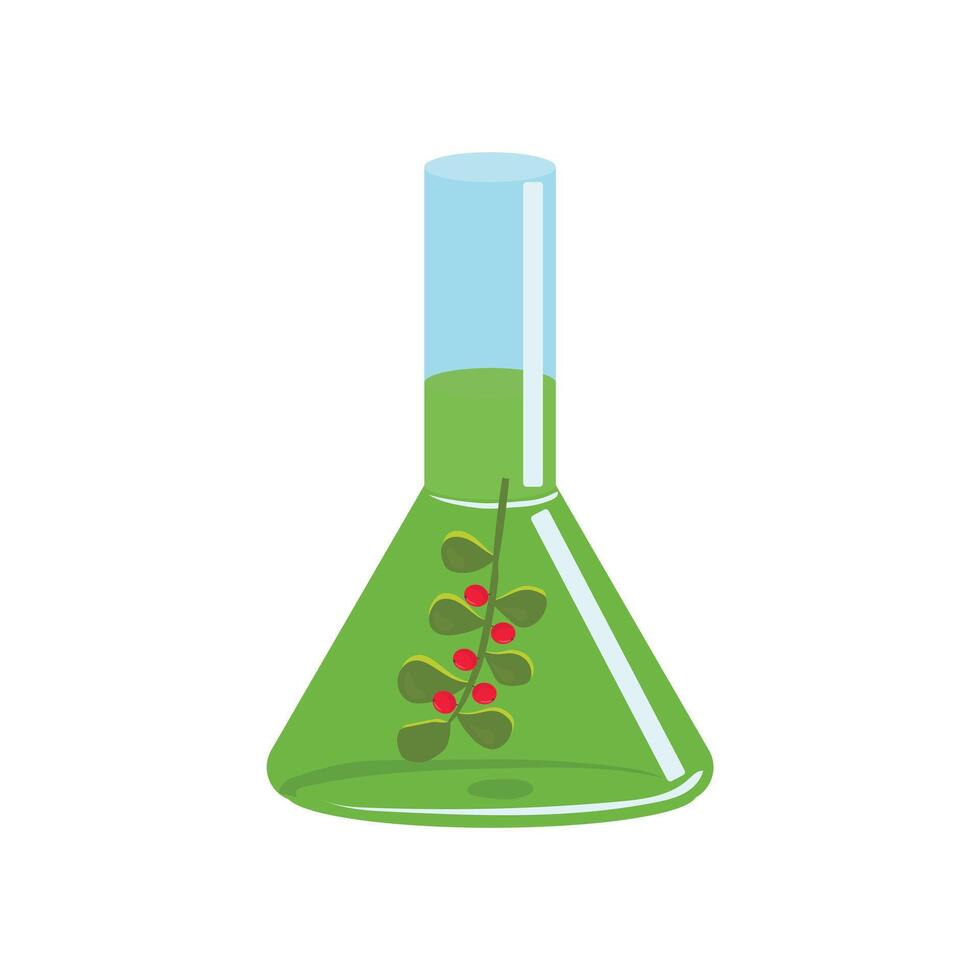 Glass flask with a witch's potion. illustration isolated on white background. vector