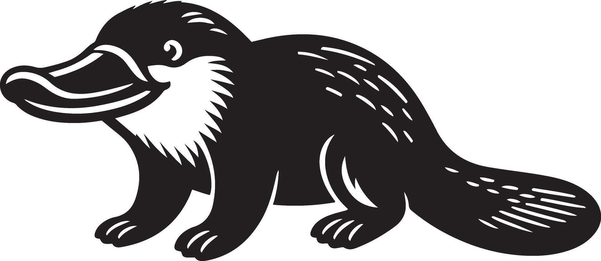 Duck Billed Platypus silhouette illustration. vector