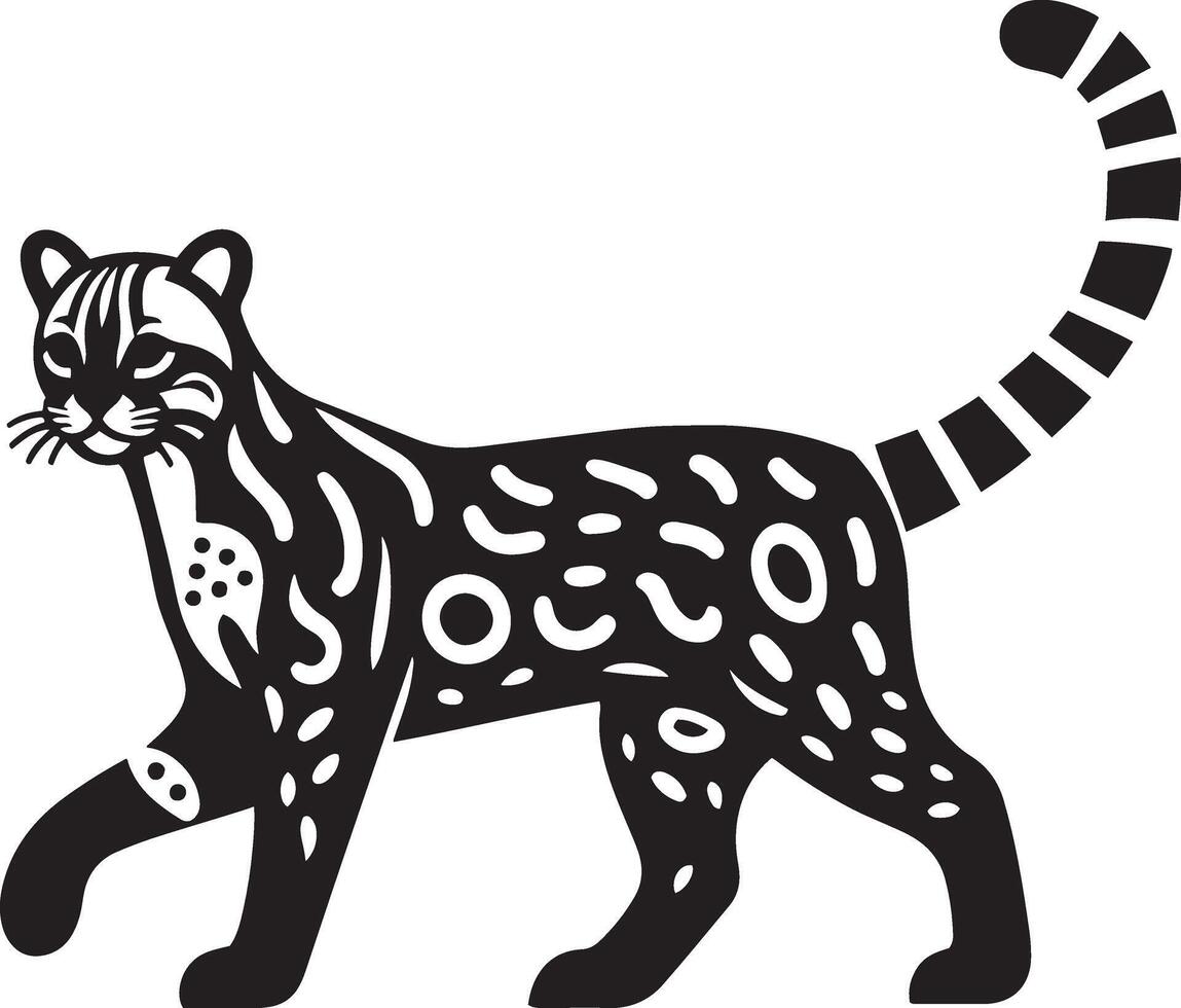 Ocelot walking silhouette illustration. vector