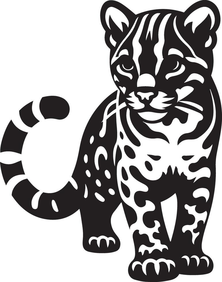 ocelote gato en pie silueta ilustración. vector