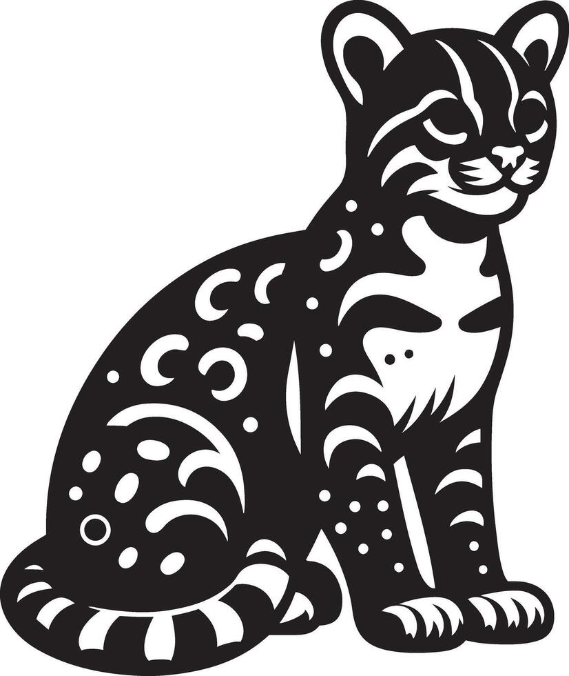 Ocelot silhouette illustration. vector