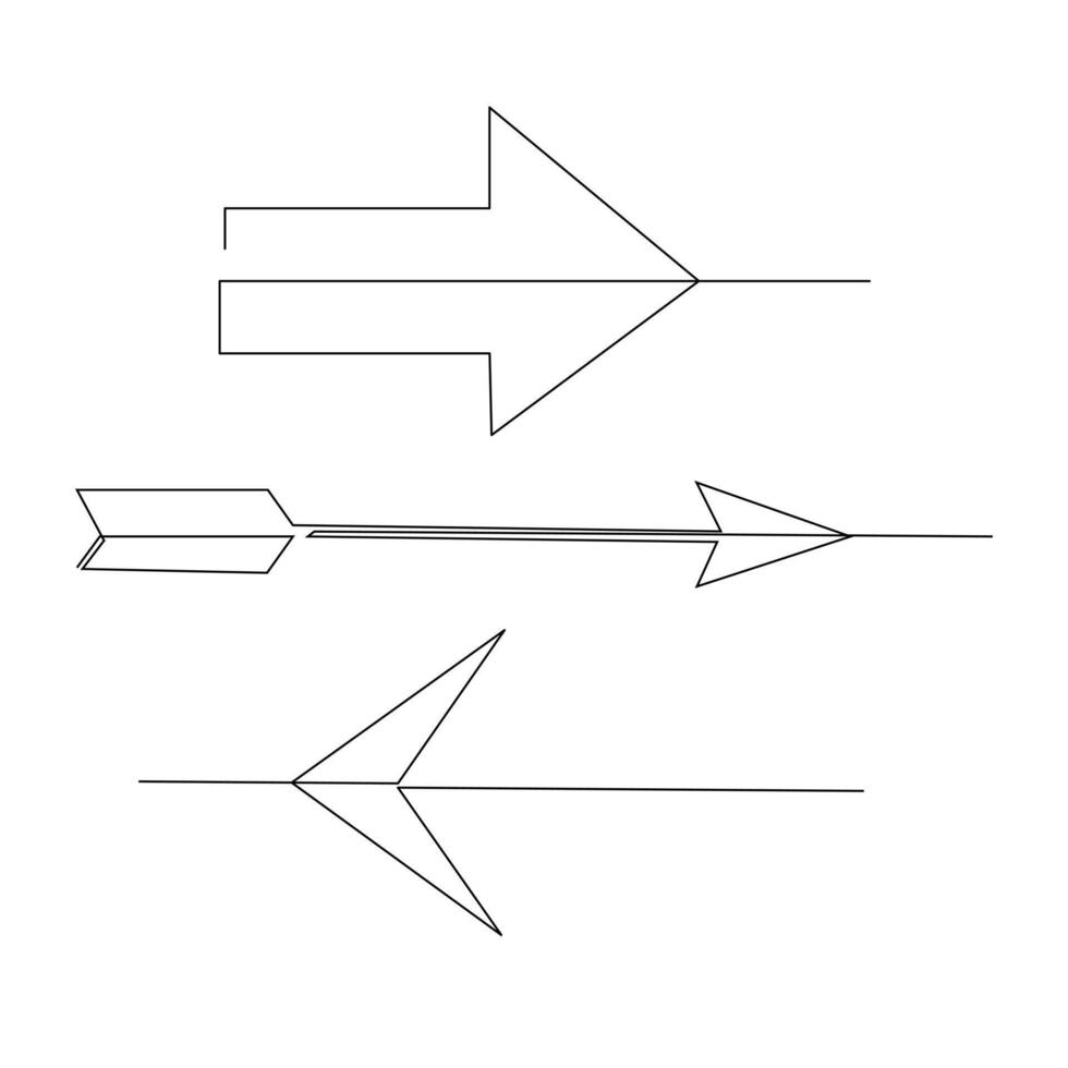One line drawing of arrows Left and right linear arrows continuous line art illustration design vector