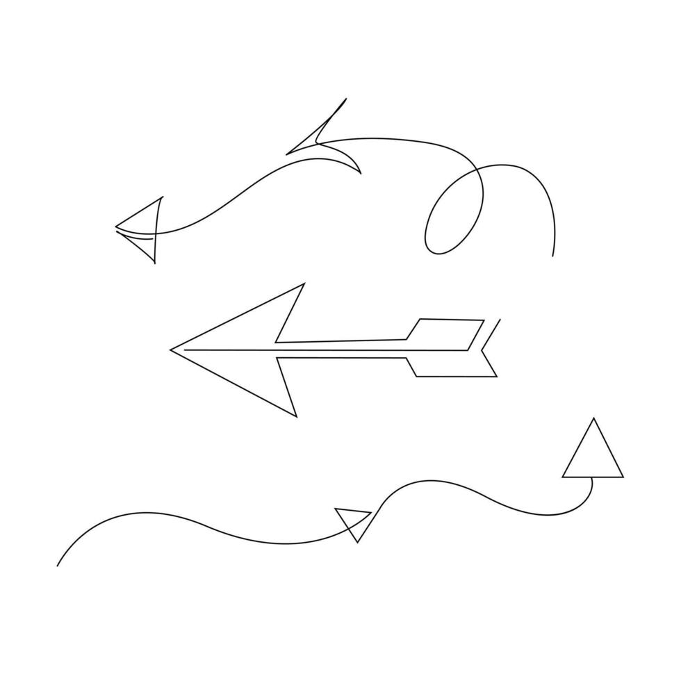 One line drawing of arrows Left and right linear arrows continuous line art illustration design vector
