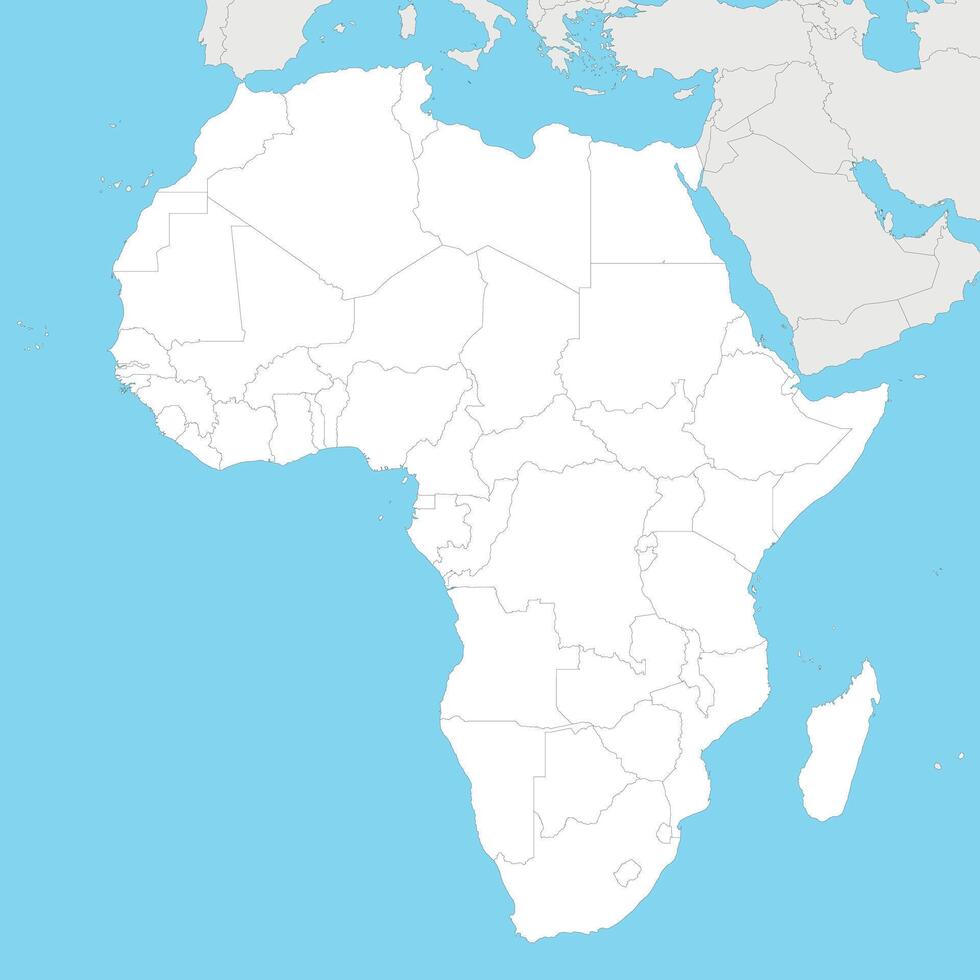 Blank Political Africa Map illustration with countries in white color. Editable and clearly labeled layers. vector