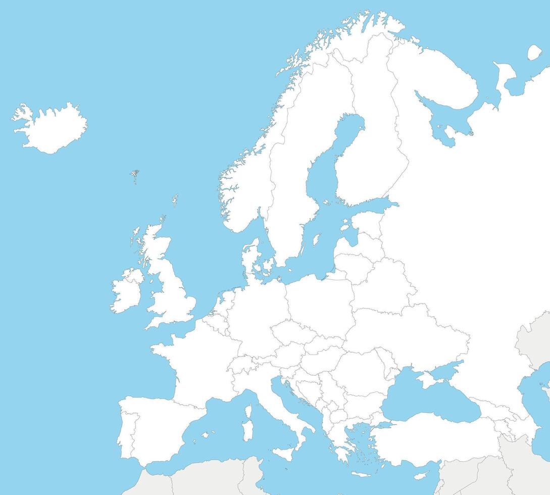 Blank Political Europe Map illustration with countries in white color. Editable and clearly labeled layers. vector