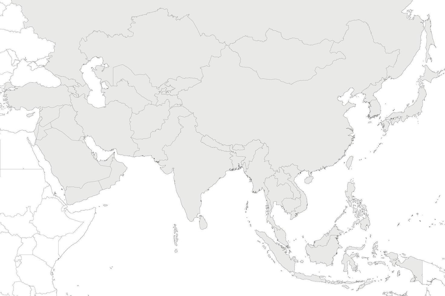 Blank Political Asia Map illustration isolated in white background. Editable and clearly labeled layers. vector