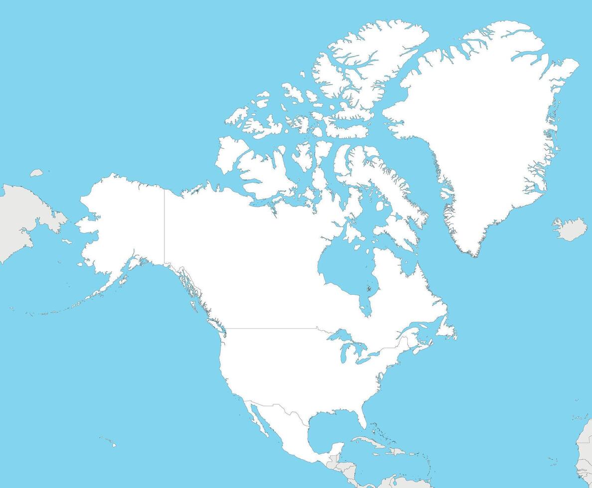 Blank Political North America Map illustration with countries in white color. Editable and clearly labeled layers. vector
