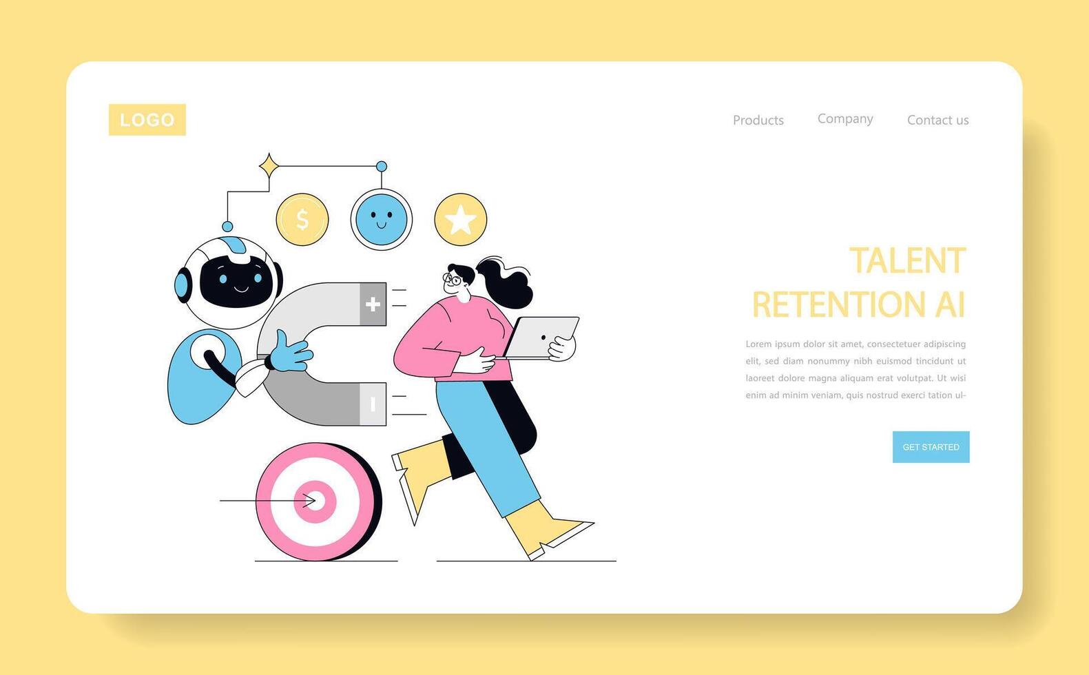 Using AI for Human Resources. Flat Illustration vector