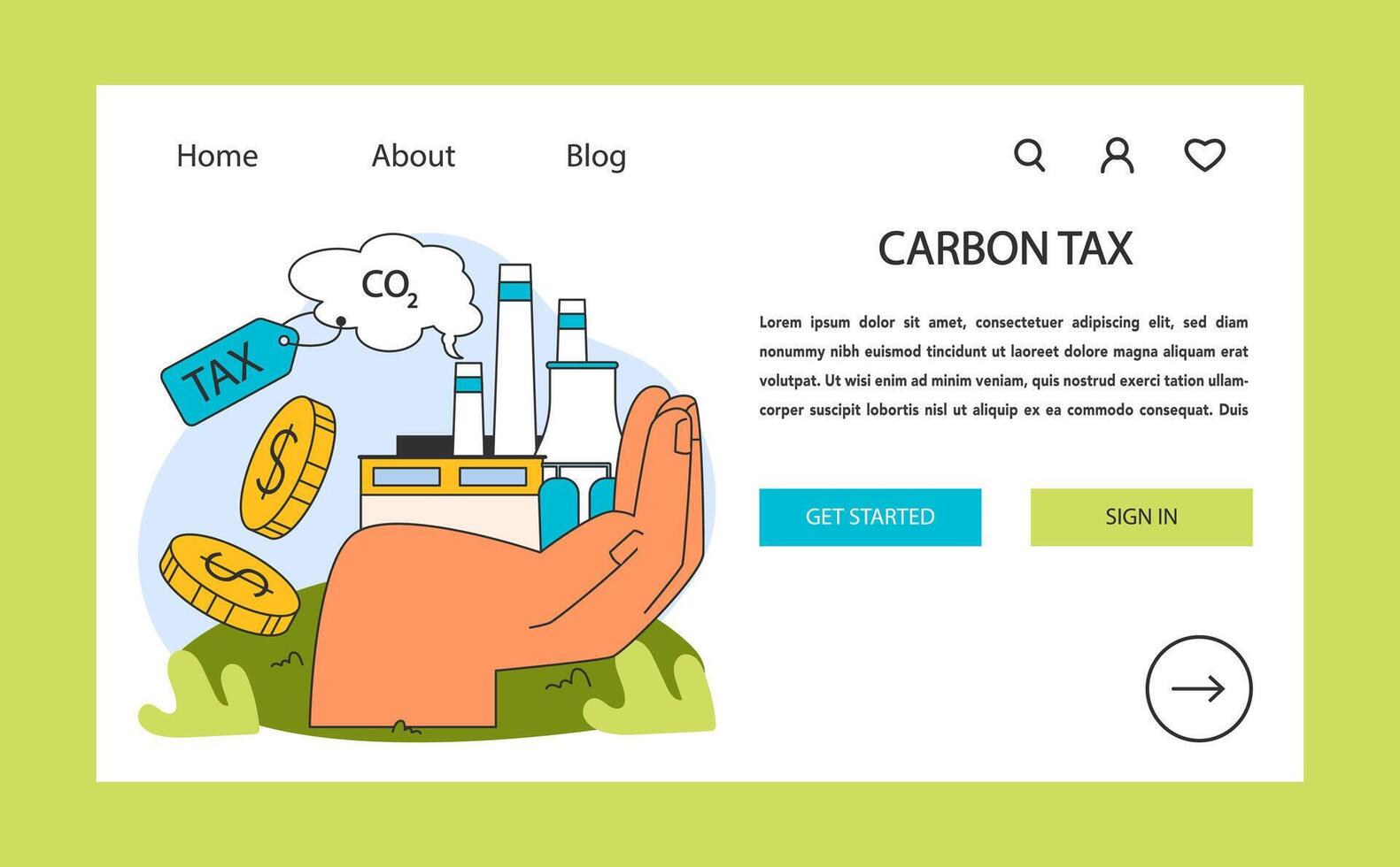 Carbon offset web banner or landing page. Pollution compensation. vector