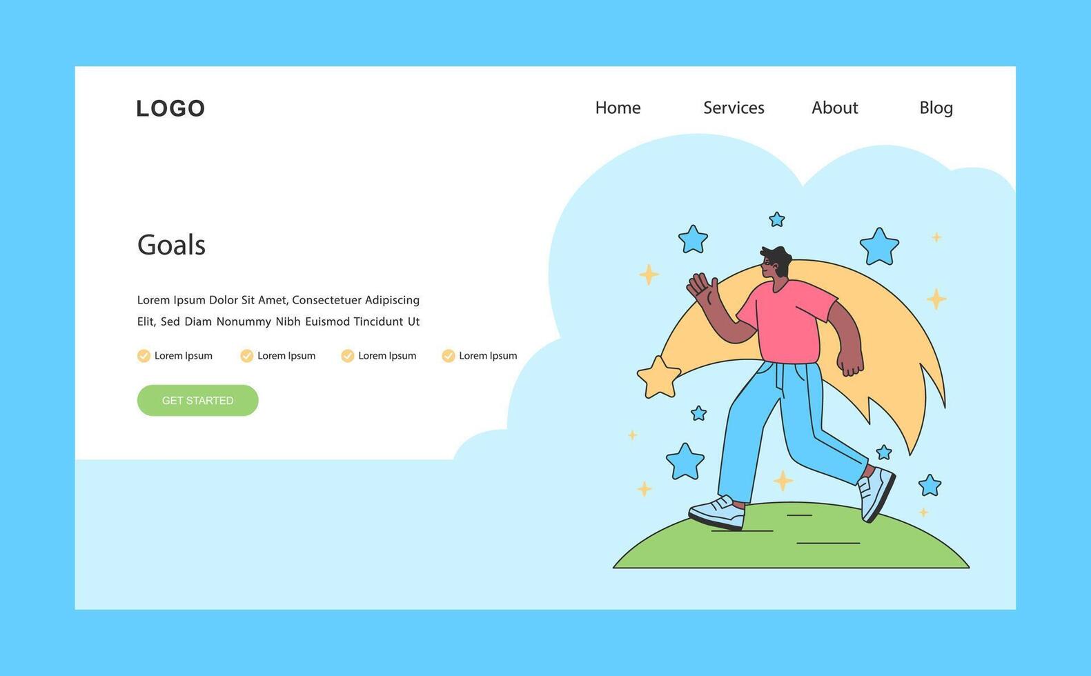 Finding your way in life web or landing. Diverse character personal vector