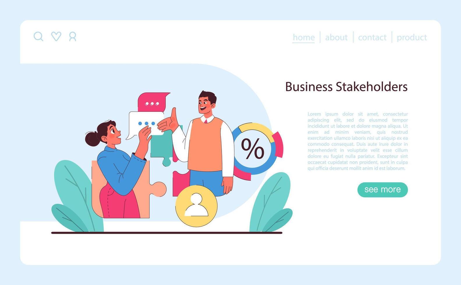 Business stakeholders concept. A dynamic exchange of ideas vector