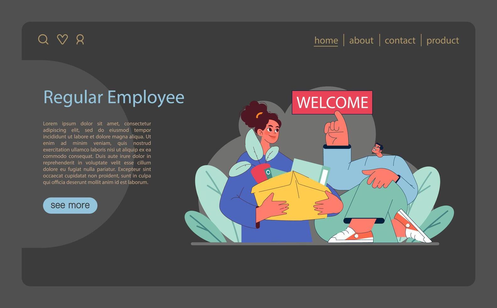 Regular Employee concept. Celebratory moment of transition vector