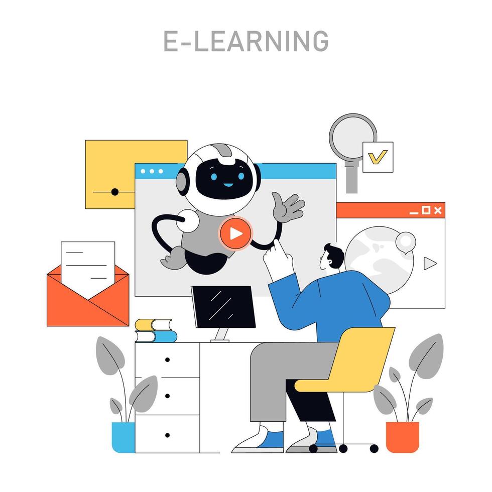E-Learning concept. illustration. vector
