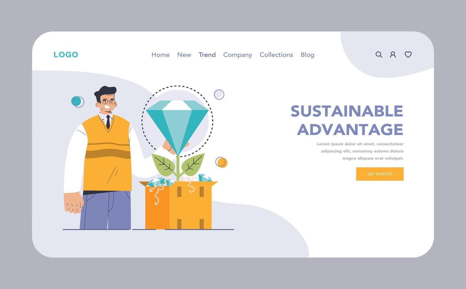 Competitive advantage web or landing set. Advertising and marketing vector