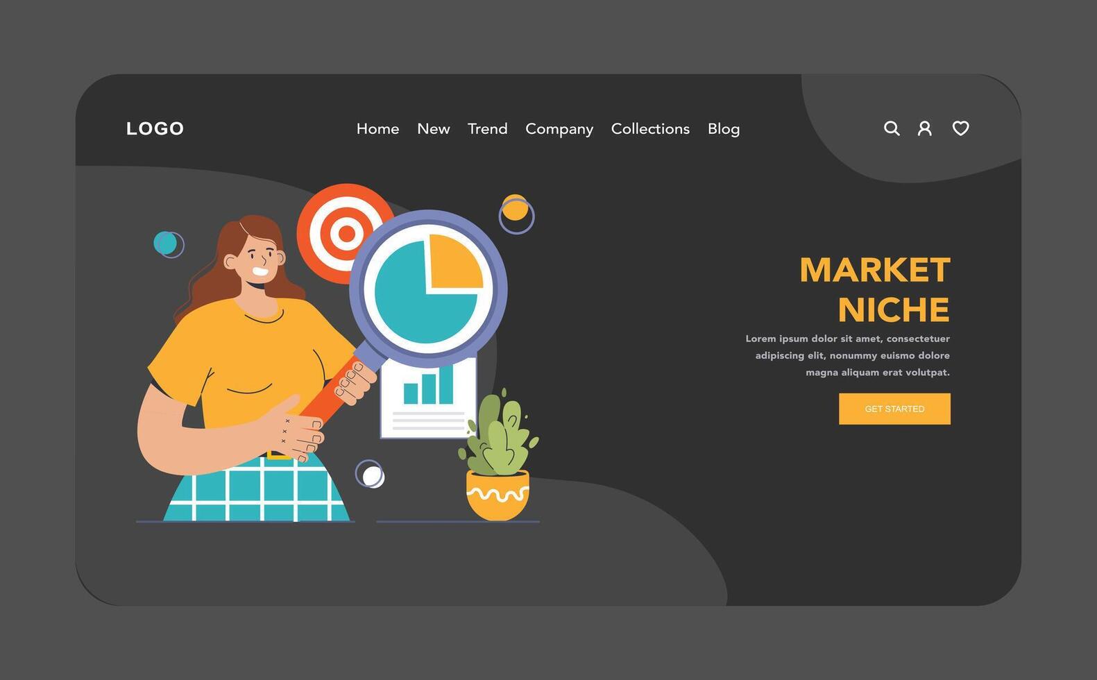 Competitive advantage dark or night mode web or landing set. Advertising vector