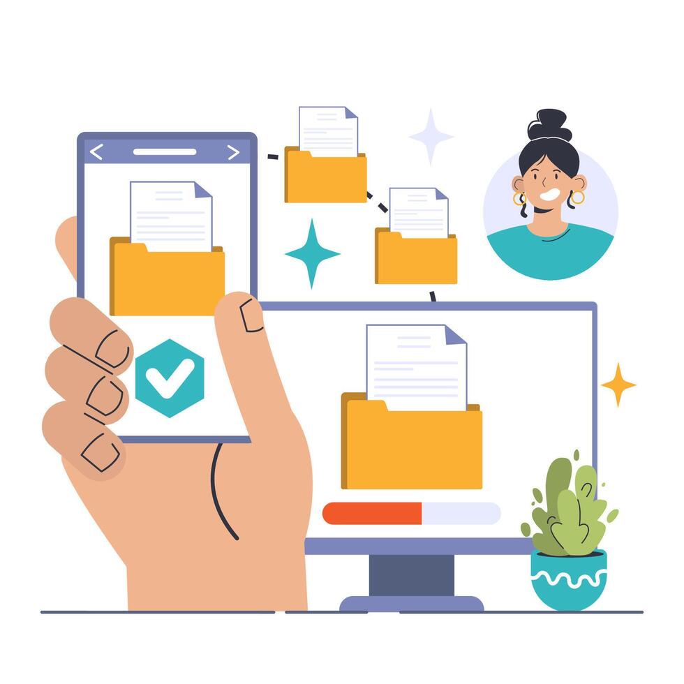 File Sharing concept. Flat illustration vector