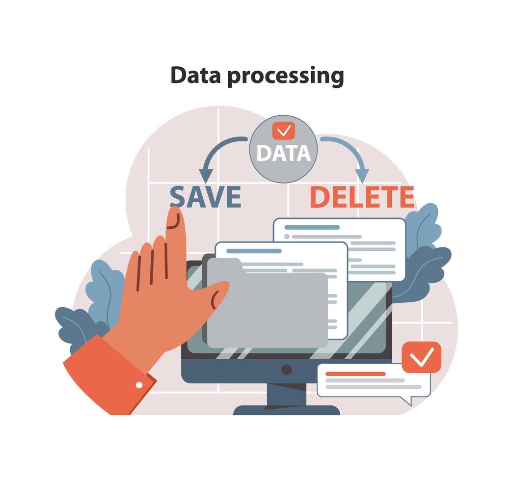 Data processing concept. Flat illustration vector