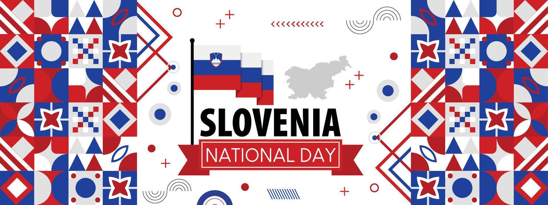 Slovenia national day banner with Slovenian flag colors theme background, Happy holiday.creative independence day banner, Poster, card, banner, template, for Celebrate annual vector