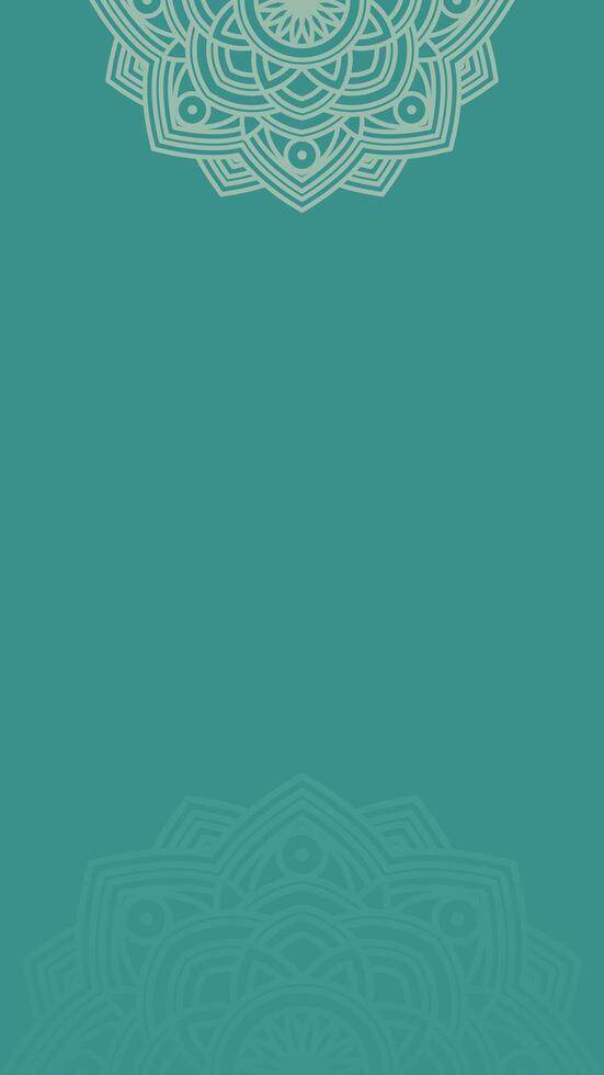 Simple Flat Teal Blank Vertical Background with Ornate Sacred Geometric Mandala Rosette Design vector