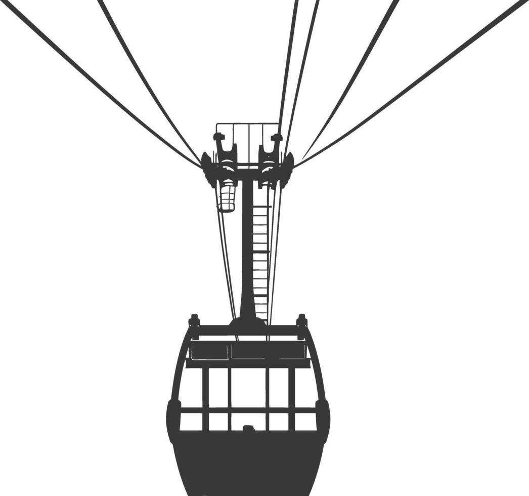 Silhouette Aerial tramway black color only vector