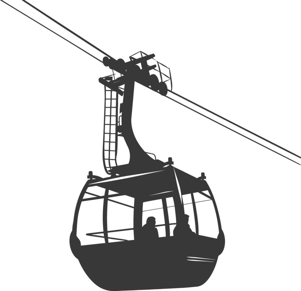 Silhouette Aerial tramway black color only vector