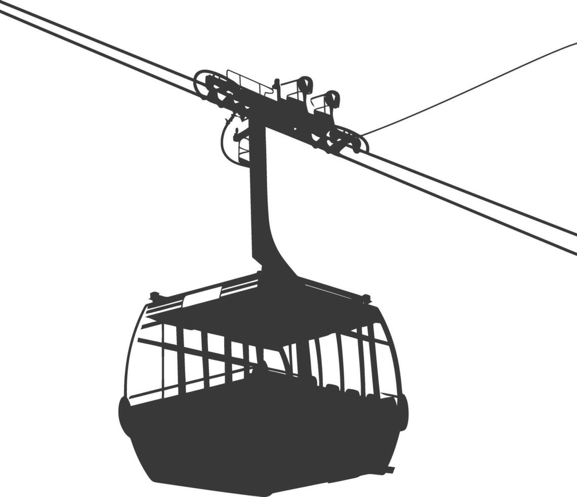 Silhouette Aerial tramway black color only vector