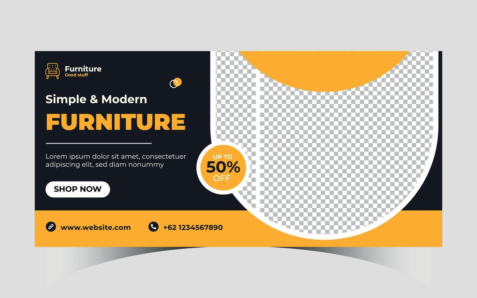 Modern furniture sale banner Template Exclusive Furniture social media cover design Suitable posts vector