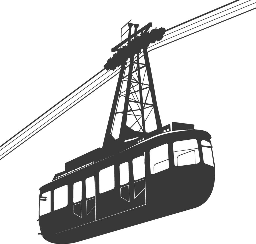 Silhouette Aerial tramway black color only vector
