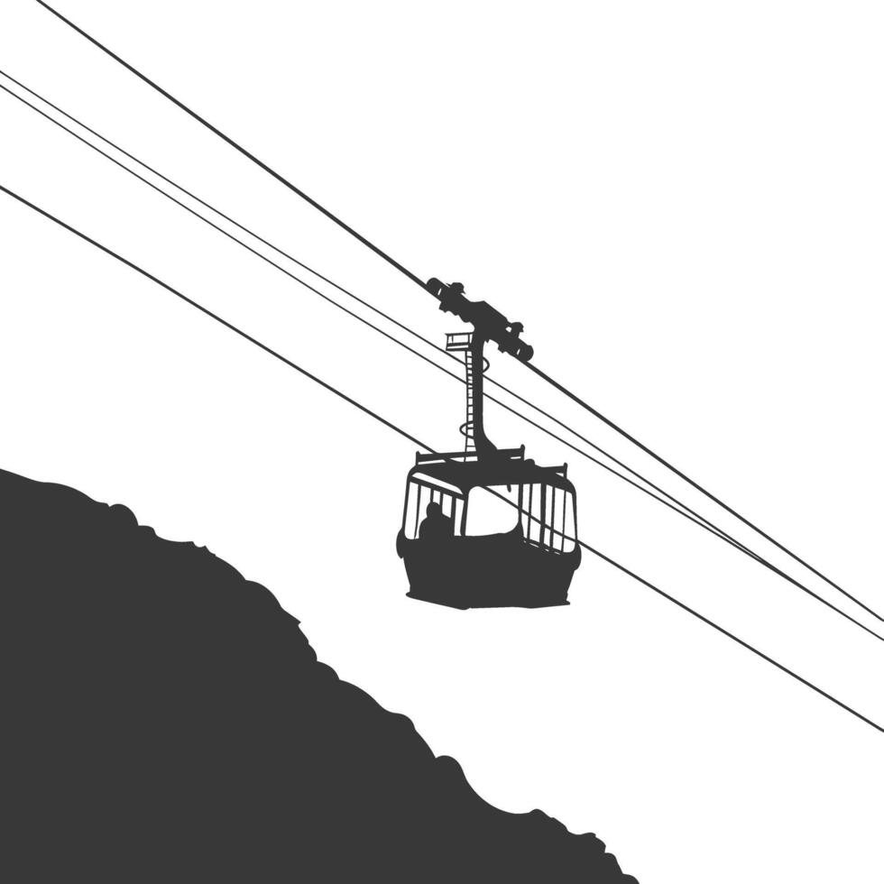 Silhouette Aerial tramway black color only vector