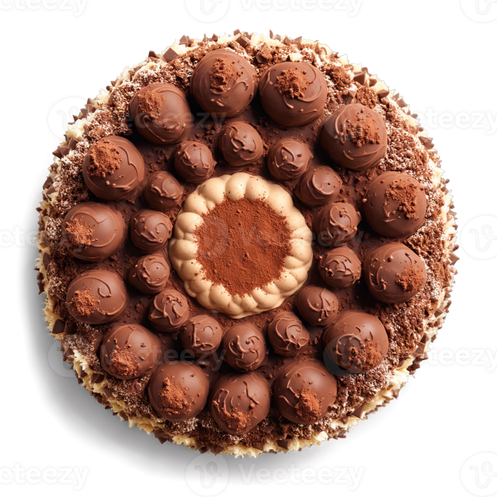 Chocolate truffles mandala a decadent circular pattern of assorted chocolate truffles with cocoa powder dusting png