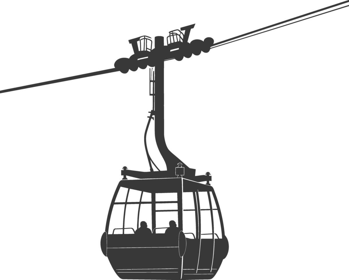 Silhouette Aerial tramway black color only vector