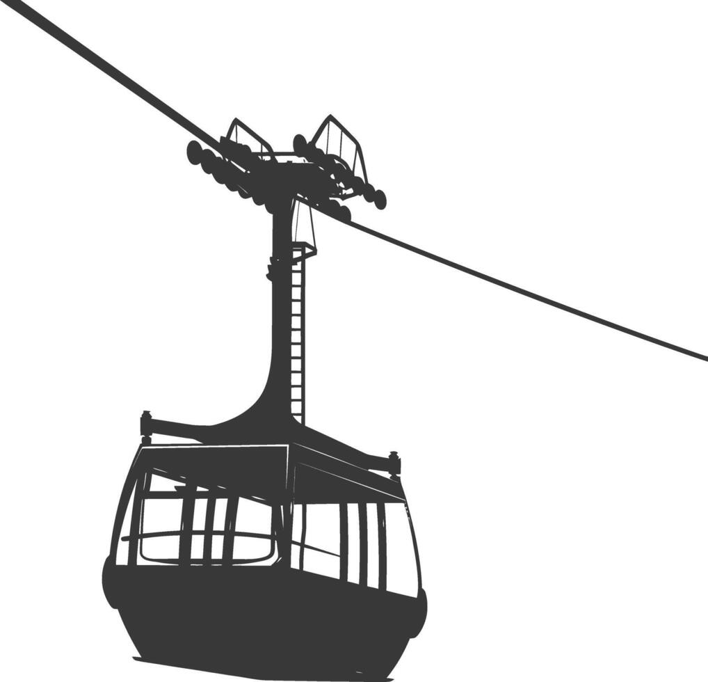 Silhouette Aerial tramway black color only vector