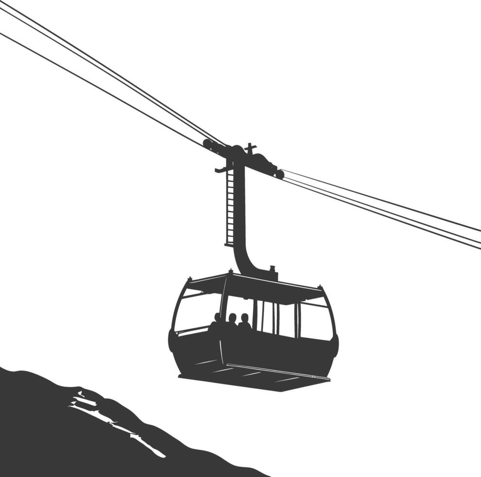 Silhouette Aerial tramway black color only vector