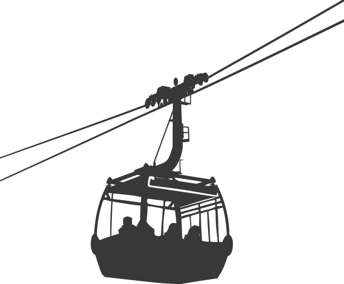 Silhouette Aerial tramway black color only vector