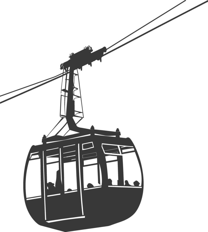 Silhouette Aerial tramway black color only vector