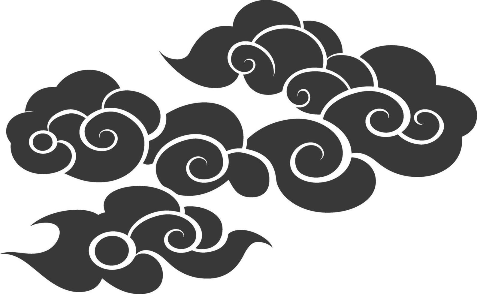Silhouette chinese cloud symbol black color only vector