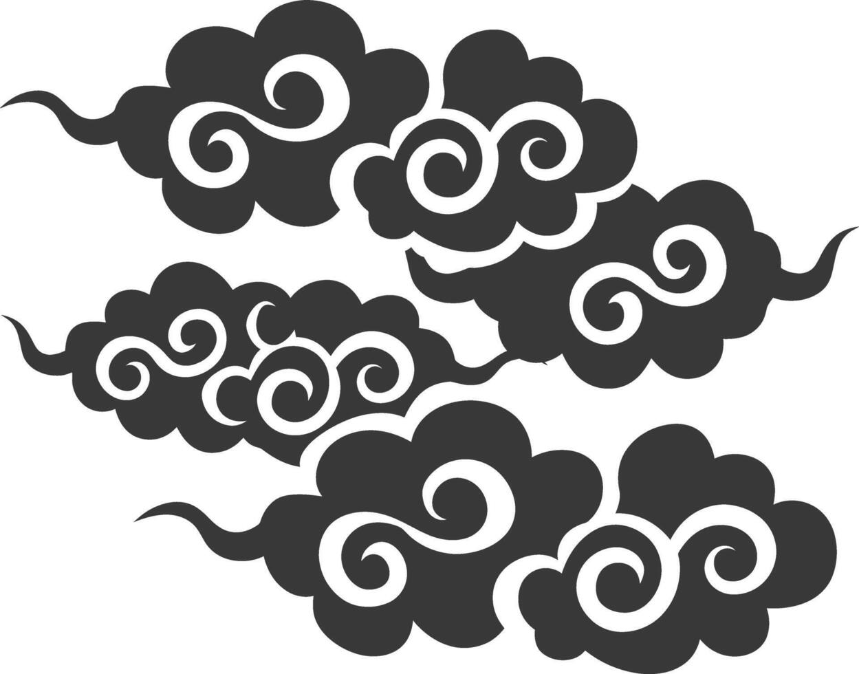 Silhouette chinese cloud symbol black color only vector