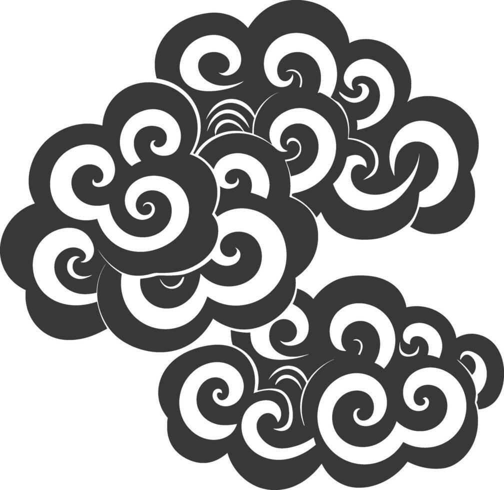 Silhouette chinese cloud symbol black color only vector