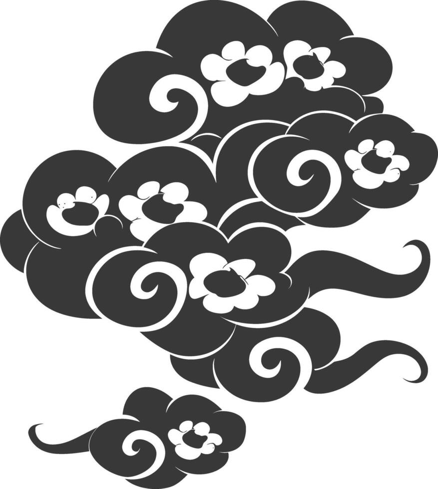 Silhouette chinese cloud symbol black color only vector
