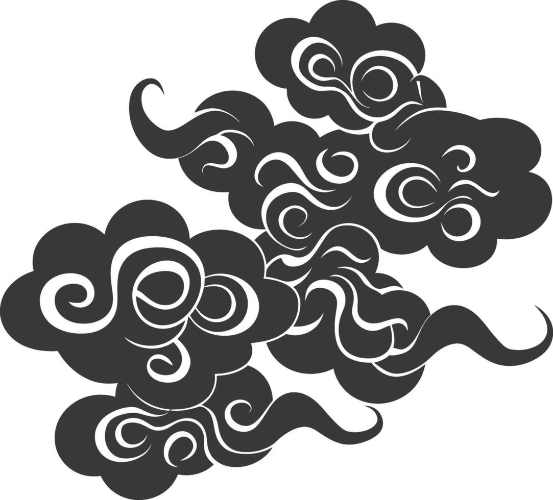 Silhouette chinese cloud symbol black color only vector